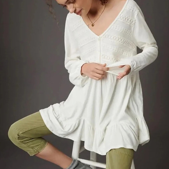 By Anthropologie Adriana White Lace Top, size XSP - Picture 3 of 8